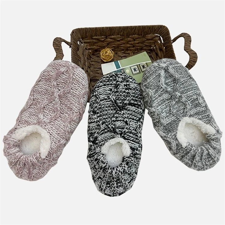 2Rib jacquard pattern slipper socks